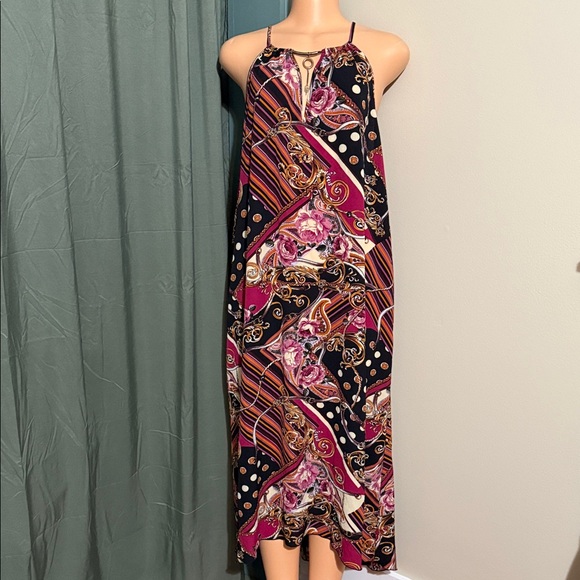 Mlle Gabrielle Dresses & Skirts - Elegant Black and Pink Patterned Maxi Dress